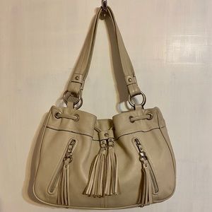 b. makowsky Tan Leather Hobo Handbag